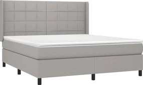 vidaXL Κρεβάτι Boxspring με Στρώμα Ανοιχτό Γκρι 180x200 εκ. Υφασμάτινο