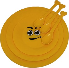 Σετ 3τμχ Ρηχά Πιάτα Στρογγυλά με Κουτάλι Meng Dan