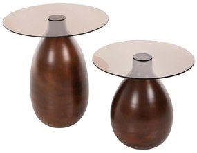 SIDE TABLES 2PCS REGEN  METAL IN COPPER-GLASS TOP Φ44 &amp; Φ40 cm.