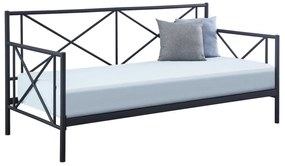 Κρεβάτι Μονό ArteLibre JASMINE Μαύρο Μέταλλο 208x97.6x100cm (Στρώμα 90x200cm)