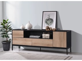 BLACKBIRD TV STAND RIVIERA OAK ΜΑΥΡΟ 160x40,5xH58cm - Μέταλλο - 05-0670