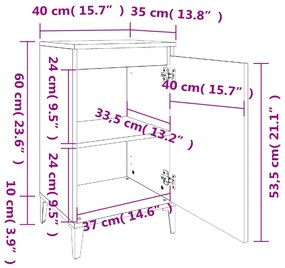 Κομοδίνο Γυαλιστερό Λευκό 40 x 35 x 70 εκ. Επεξεργασμένο Ξύλο - Λευκό