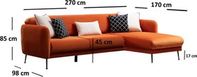 Corner Sofa-Bed Sevilla Corner Right (L3+Chl) Orange