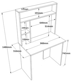 Γραφείο ArteLibre BROMPTON Πεύκο/Λευκό Μοριοσανίδα 90x51.6x148cm