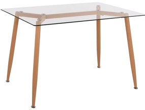 Τραπέζι IDELLA Μεταλλικό Φυσικό με Γυαλί 120x70x75,5 εκ. 120x70x75.5 εκ.