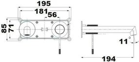Orabella Terra 10177 Chrome - Εντοιχιζόμενη μπαταρία νιπτήρα