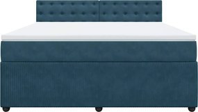 vidaXL Κρεβάτι Boxspring με Στρώμα Μπλε 180x200 εκ. Βελούδινο