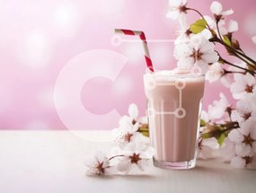 Σετ των 2 Intra Συλλεκτικό Ξύλινο Παζλ Plywood  4mm - Ροζ ρόφημα με άνθη κερασιάς Σε Ξύλινο Κουτί - Διαστάσεις: 10x10 cm – 25 κομμάτια