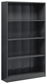 vidaXL Βιβλιοθήκη με 4 Ράφια Γυαλιστερό Γκρι 80x24x142 εκ. Μοριοσανίδα