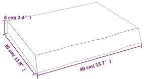 Ράφι Τοίχου Ανοιχτό Καφέ 40x30x(2-6)εκ. Επεξ. Μασίφ Ξύλο Δρυός - Καφέ