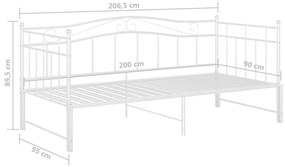 Πλαίσιο για Καναπέ - Κρεβάτι Λευκό 90 x 200 εκ. Μεταλλικό - Λευκό