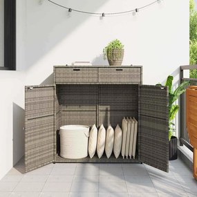 vidaXL Ντουλάπι Αποθήκευσης Κήπου Γκρι 105x55x113 εκ. Συνθετικό Ρατάν