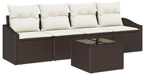 vidaXL Σετ Καναπέ Κήπου με μαξιλάρι 5 pcs Καφέ, Κρέμα 55 x 55 x 37 εκ