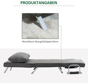 HOMCOM Καναπές-Κρεβάτι 3-σε-1, Κρεβάτι για Επισκέπτες, Πολυθρόνα με Μαξιλάρι, Μαύρο