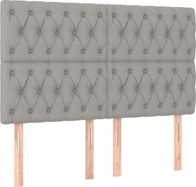 vidaXL Κρεβάτι Boxspring με Στρώμα &amp; LED Αν.Γκρι 140x200εκ. Υφασμάτινο