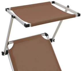 312461  FOLDING SUN LOUNGERS WITH ROOF 2 PCS ALUMINIUM&amp;TEXTILENE BROWN 312461