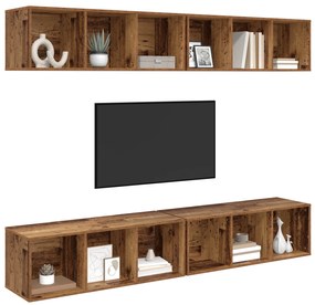 vidaXL Τηλεοπτική Κάβα Τοίχου 4 pcs Παλιό ξύλο 37 x 37 x 107.5 εκ