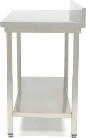 Stainless Steel Table - 140 x 60cm - Adjustable Height - with Backsplash and Storage Shelf