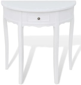 Κονσόλα Τραπέζι με Συρτάρι Ημικυκλική Λευκή - Λευκό
