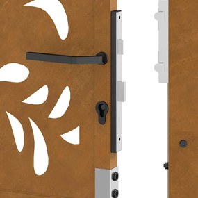 Πύλη κήπου 105x180 cm από χάλυβα με κυματοειδές σχέδιο - Καφέ
