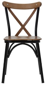 Καρέκλα Alora pakoworld ξύλο καρυδί-μαύρο πόδι - Ξύλο - 190-000019