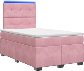 vidaXL Κρεβάτι box spring με στρώμα Ροζ 120 x 200 cm Βελούδο