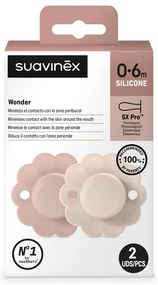 Suavinex Πιπίλα Φυσιολογική SX PRO Σιλικόνης 0-6μ Wonder PMauve/MChalk 2τεμ