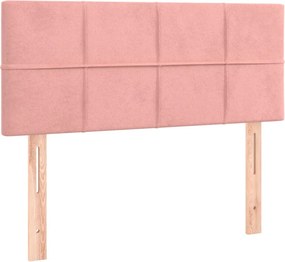 vidaXL Κρεβάτι Boxspring με Στρώμα Ροζ 80 x 200 εκ. Βελούδινο