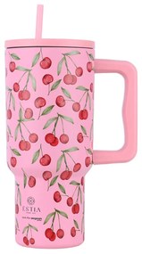 ESTIA ΘΕΡΜΟΣ STRAW TUMBLER XL SAVE THE AEGEAN 900ml CHERRY ROSE 01-32081