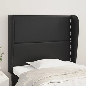 Κεφαλάρι με Πτερύγια Μαύρο 93 x 23 x 118/128 εκ.Συνθετικό Δέρμα 3117894