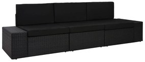 vidaXL Καναπές Αρθρωτός Τριθέσιος Μαύρος από Συνθετικό Ρατάν
