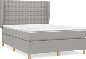 vidaXL Κρεβάτι Boxspring με Στρώμα Ανοιχτό Γκρι 140x190 εκ. Υφασμάτινο