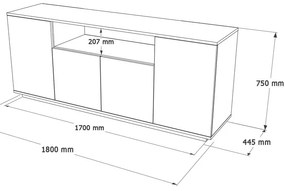 Μπουφές Placefol pakoworld μελαμίνης λευκό-φυσικό 180x44.5x75εκ (1 τεμάχια)