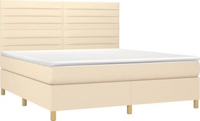 vidaXL Κρεβάτι Boxspring με Στρώμα Κρεμ 160x200 εκ. Υφασμάτινο