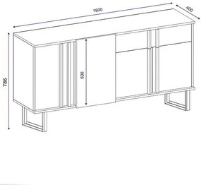 Μπουφές Amanda pakoworld καρυδί-μαύρο 160x40x78.5εκ