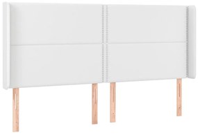 Κεφαλάρι Κρεβατιού LED Λευκό 203x16x118/128 εκ. Συνθετ. Δέρμα - Λευκό