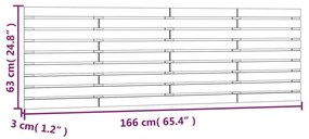 Κεφαλάρι Τοίχου Μαύρο 166x3x63 εκ. από Μασίφ Ξύλο Πεύκου - Μαύρο