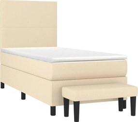 vidaXL Κρεβάτι Boxspring με Στρώμα Κρεμ 90x190 εκ.Υφασμάτινο