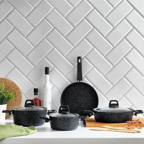 Stewehome Σετ μαγειρικών σκευών από γρανίτη 7 τεμαχίων Μαύρο
