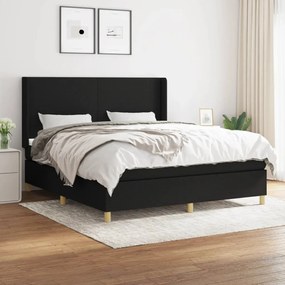 Κρεβάτι Boxspring με Στρώμα Μαύρο 180x200 εκ. Υφασμάτινο - Μαύρο