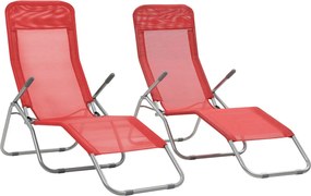 vidaXL Ξαπλώστρες Πτυσσόμενες 2 τεμ. Κόκκινες από Textilene