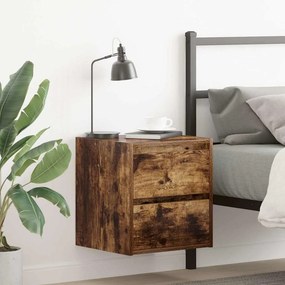 vidaXL Κομοδίνο Επιτοίχιο Καπνιστή Δρυς 38x34x40 εκ.