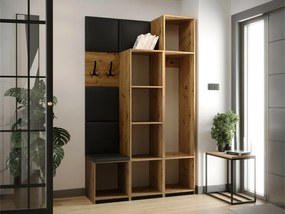 Σετ διαδρόμου Hartford E103, 214x42x44cm, 96 kg, Καθρέφτης, Artisan δρυς, Οικολογικό δέρμα, Πλαστικοποιημένη μοριοσανίδα, Τοίχου, Εντοιχισμένη