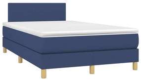 vidaXL Κρεβάτι Boxspring με Στρώμα Μπλε 120x190 εκ. Υφασμάτινο