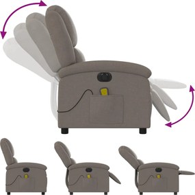 vidaXL Πολυθρόνα Μασάζ Ηλεκτρική Ανακλινόμενη Taupe Υφασμάτινη