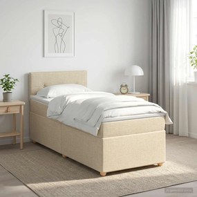 vidaXL Κρεβάτι box spring με στρώμα Κρεμ 90 x 190 cm Ύφασμα