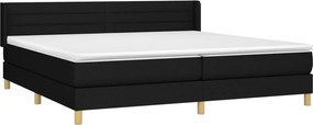 vidaXL Κρεβάτι Boxspring με Στρώμα Μαύρο 200x200 εκ. Υφασμάτινο