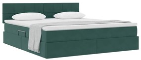 vidaXL Κρεβάτι Αποθήκης με στρώμα Σκούρο Πράσινο 160 x 200 cm Βελούδο