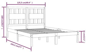 vidaXL Πλαίσιο Κρεβατιού 120 x 190 εκ. Μασίφ Πεύκο Small Double