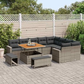 vidaXL Σετ Καναπέ Κήπου 12 pcs Γκρι συνθετικό ρατάν